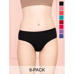 Lux Cozi Women Pack of 8 Cotton Hipster Panties-picture-28
