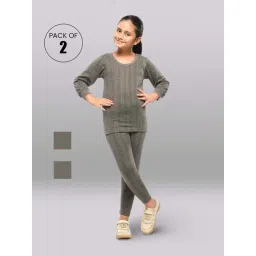 LUX Inferno Kids Charcoal Grey Skinny Fit Full Sleeves Thermal Set (Pack of 2)-image-3
