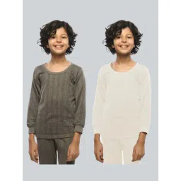 LUX Inferno Kids Grey & White Skinny Fit Full Sleeves Thermal Top (Pack of 2)-image-43