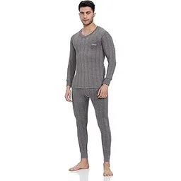 lux inferno Men's Full Sleeve R/Neck Thermal Set (Grey)-picture-39