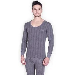 Men's Solid Round Neck Thermal Vest/Top for Winter - Grey, 90cm-image-37