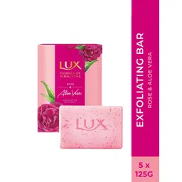 LUX Essence of Himalayas Set of 5 Rose & Aloe Vera Exfoliating Soap Bar - 125g each-picture-33