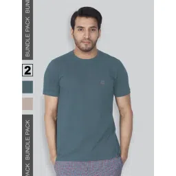 Lux Nitro Blue & Ecru Regular Fit T-Shirt Pack of - 2-picture-23