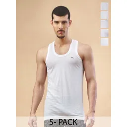 LUX NITRO Pack Of 5 Assorted Super Combed Cotton Round Neck Basic Vests-picture-23
