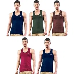 lux nitro Round Neck Sleeveless Vest for Men | Premium Colored Vest | Stylish & Sweat-Absorbing Undershirt Pack of 5-picture-25