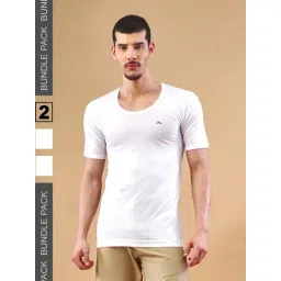 Lux Nitro White Cotton Regular Fit Solid Vest (Pack of 2)-picture-21