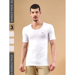 Lux Nitro White Cotton Regular Fit Solid Vest (Pack of 3)-picture-15