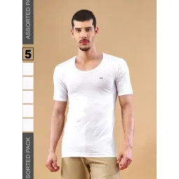 Lux Nitro White Cotton Regular Fit Solid Vest (Pack of 5)-picture-16