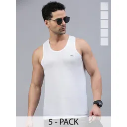 LUX PARKER Pack Of 5 Pure Cotton Basic Vests LUX_PARKER_WH_RN_5PC-picture-48