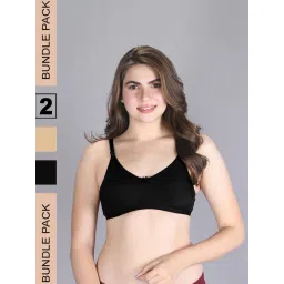 Lux Venus Black & Tan Full Coverage Non-Wired Bra With Adjustable Strap - Pack of 2-picture-38