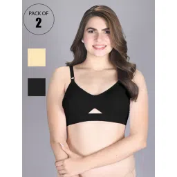Lux Venus Black & Tan Full Coverage Non-Wired Everyday Bra With Adjustable Strap - Pack of 2-picture-46