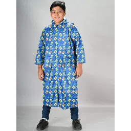 LUX VENUS Boys Printed Hooded Raincoat With School Bag Cover-picture-29
