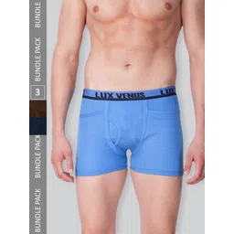 LUX VENUS Men Pack Of 3 Assorted Pure Cotton Trunks-picture-25