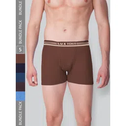 LUX VENUS Men Pack Of 5 Assorted Pure Cotton Trunks-picture-34