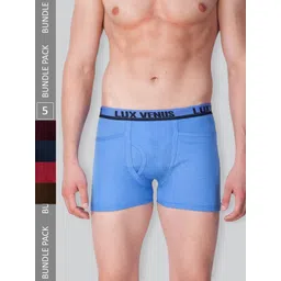 LUX VENUS Men Pack Of 5 Assorted Pure Cotton Trunks-picture-30