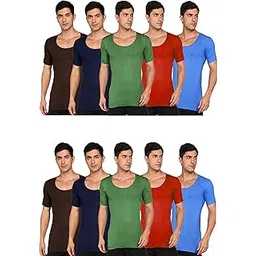 lux venus Men's Round Neck Half Sleeve Cotton Vest (Pack of 10)-picture-20