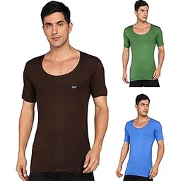 lux venus Men's Round Neck Half Sleeve Cotton Vest (Pack of 3)-picture-25