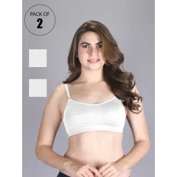 Lux Venus White Full Coverage Non-Wired Sports Bra With Adjustable Strap - Pack of 2-picture-26