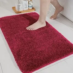 LUXE HOME INTERNATIONAL Bath Microfibre Rectangular Mat Super Soft Anti Skid Newman Mats for Bathroom (40x60 cm, Maroon)-picture-11