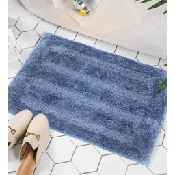 Blue Geometric Microfibre 24x16 Inches AntiSkid Bath Mat by Luxe Home International-picture-22