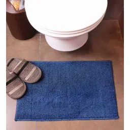 Blue Solid Microfibre 23x15 Inches AntiSkid Bath Mat by Luxe Home International-picture-11