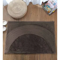 Brown Solid Polyester 24x16 Inches AntiSkid Bath Mat by Luxe Home International-picture-19