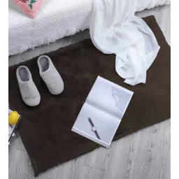 Brown Solid Polyester 30x18 Inches AntiSkid Bath Mat by Luxe Home International-picture-20