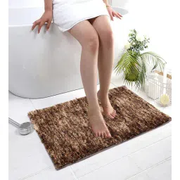 Brown Solid Polyester 30x18 Inches Super Soft Bath Mat By Luxe Home International-picture-24