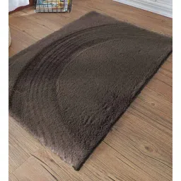 Brown Solid Polyester 36x24 Inches AntiSkid Bath Mat by Luxe Home International-picture-18