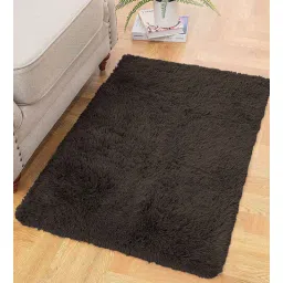 Brown Solid Polyester 36x24 Inches AntiSkid Bath Mat By Luxe Home International-picture-17