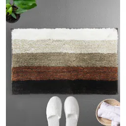 Brown Stripe Microfiber 24x16 Inches Super Soft Bath Mat By Luxe Home International-picture-39