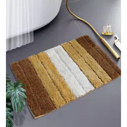 Brown Stripe Polyester 24x16 Inches Super Soft Bath Mat By Luxe Home International-picture-40