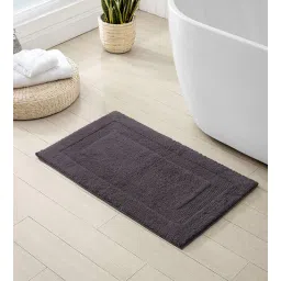 Grey Solid Cotton 24x16 Inches Super Soft Bath Mat By Luxe Home International-picture-39