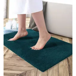 luxe home international Blue Solid Microfibre 30x18 Inches AntiSkid Bath Mat-picture-18