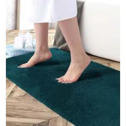 luxe home international Blue Solid Microfibre 36x24 Inches AntiSkid Bath Mat-picture-19