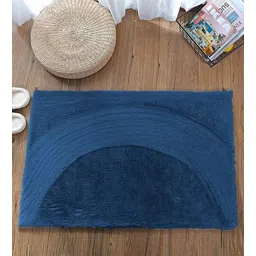 luxe home international Blue Solid Polyester 24x16 Inches AntiSkid Bath Mat-picture-34