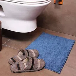 luxe home international Blue Solids Microfiber Bath Mat - Set of 1-picture-10