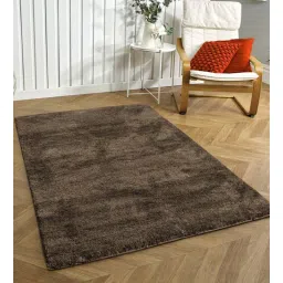 luxe home international Brown Solid Microfibre 4 ft x 6 ft Machine Made Carpet-picture-36