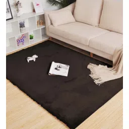 luxe home international Brown Solid Polyester 4 ft x 6 ft Machine Made Carpet-picture-37