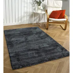 luxe home international Dark Grey Solid Microfibre 4 ft x 6 ft Machine Made Carpet-picture-36