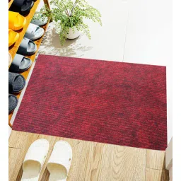 luxe home international Maroon Solid Microfibre 24x16 Inches AntiSkid Door Mat-picture-30