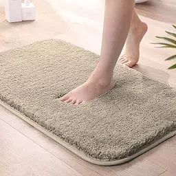 LUXE HOME INTERNATIONAL Microfiber Luxe Home Bath Mat Super Soft Non Slip Vegas Mats For Bathroom, Kitchen, Bedroom, And Door (40X60 Cm, Beige) Pack Of 1, Rectangular-picture-13