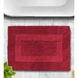 Maroon Solid Cotton 24x16 Inches Super Soft Bath Mat By Luxe Home International-picture-23