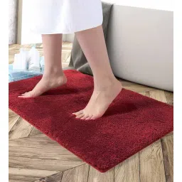 Maroon Solid Microfibre 30x18 Inches AntiSkid Bath Mat by Luxe Home International-picture-11