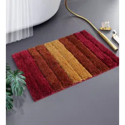 Red Stripe Polyester 24x16 Inches Super Soft Bath Mat By Luxe Home International-picture-13