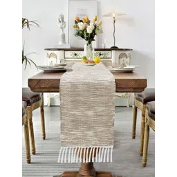 LUXEHOME INTERNATIONAL Beige & White Textured Rectangular Table Runners-picture-29