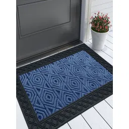 LUXEHOME INTERNATIONAL Blue & Black Hexagonal Patterned Rectangular Anti-Skid Doormat-picture-37