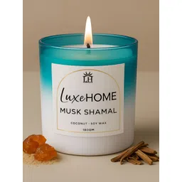LUXEHOME INTERNATIONAL Blue Printed Lead-Free Wick Musk Shamal Scented Jar Candle-picture-22