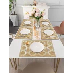 LUXEHOME INTERNATIONAL Gold Toned 6 Pieces Textured Anti-Skid Table Placemats-picture-36
