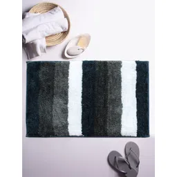 LUXEHOME INTERNATIONAL Green & White Striped Jaricho 1850 GSM Microfibre Bath Rug-picture-36